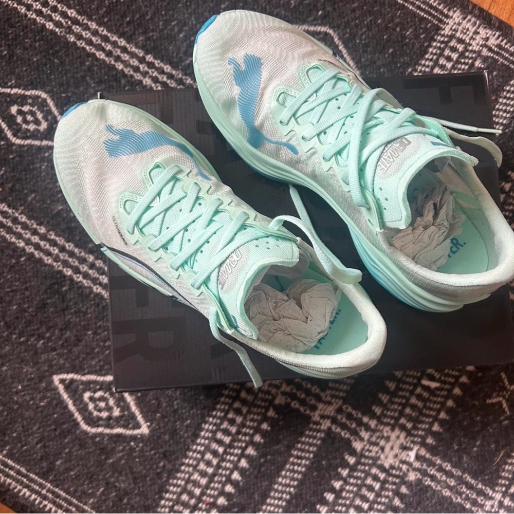 Puma Mint-Teal Running Shoes with Blue Puma Logo